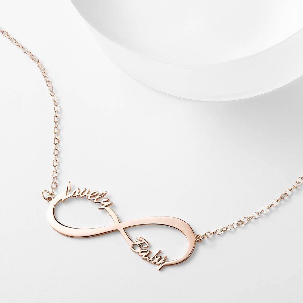 Children's Infinity Name Necklace Rose Gold Plated - soufeelus