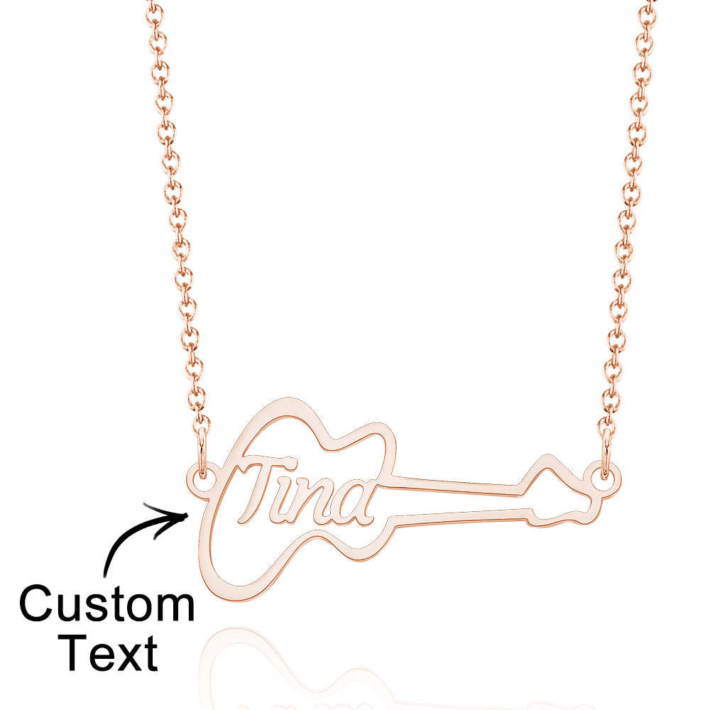 Custom Guitar Shaped Name Necklace Punk Choker for Music Lover - soufeelus