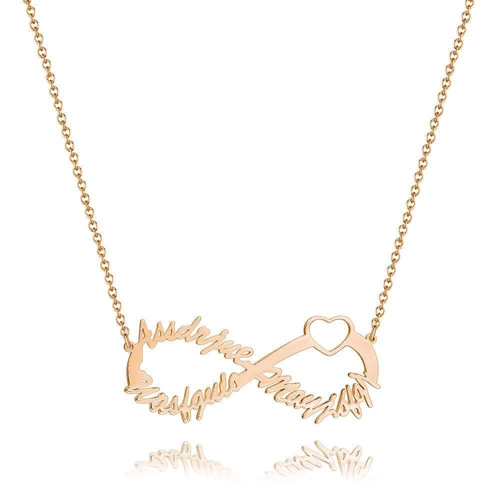 Infinity Three Name Necklace Rose Gold Plated - soufeelus