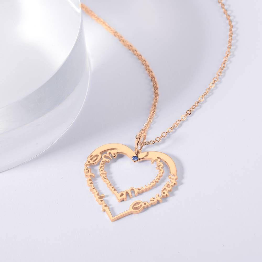 Custom Birthstone Name Necklace, Unique Gift Rose Gold Plated - soufeelus