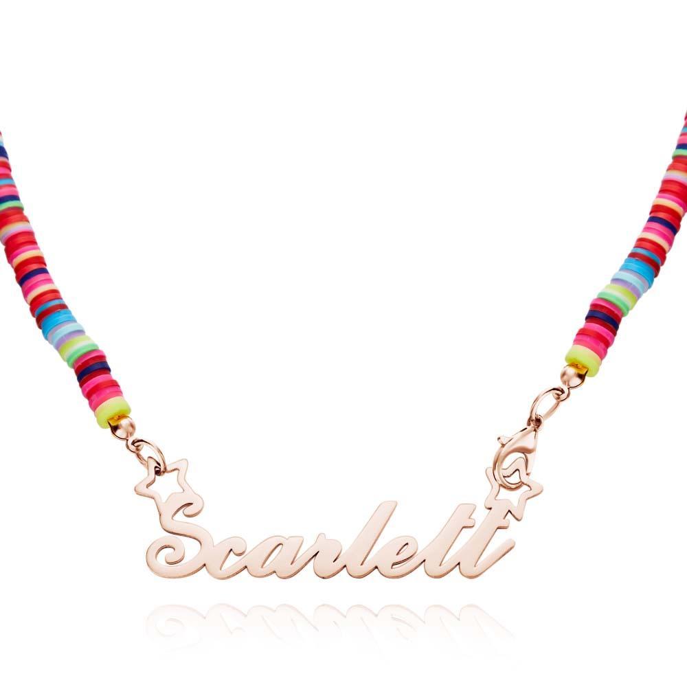 Rainbow Magic Girls Name Necklace Personalized Children Nameplate Necklace Gift - soufeelus