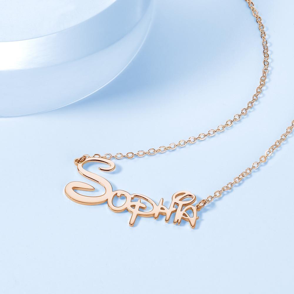 Name Necklace, Custom Name Necklace Unique Gift Rose Gold Plated