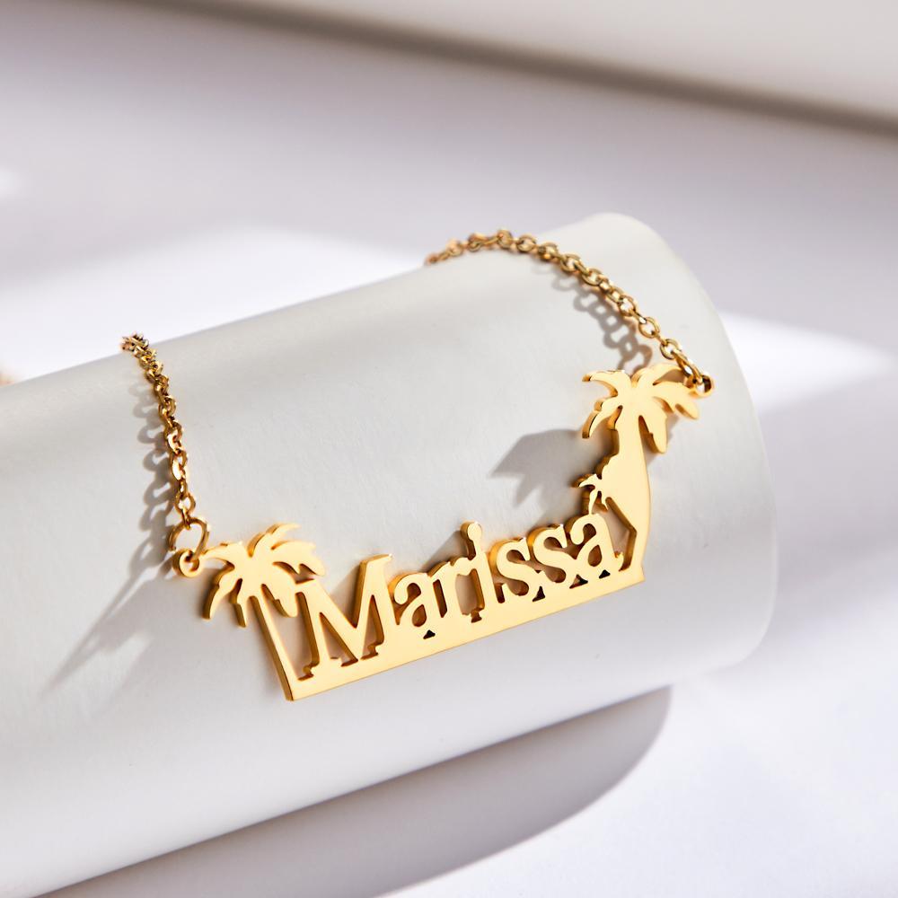 Custom Engraved Necklace Creative Coconut Tree Commemorative Gifts -