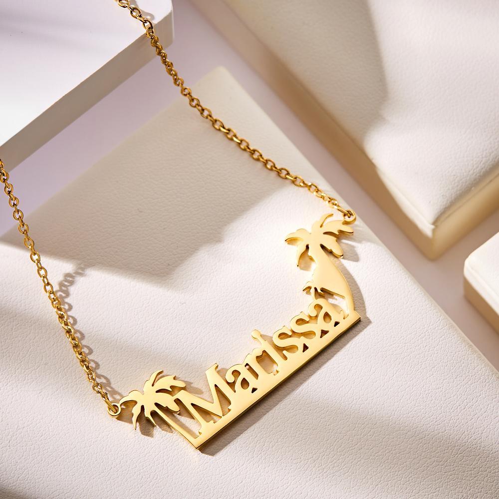 Custom Engraved Necklace Creative Coconut Tree Commemorative Gifts -