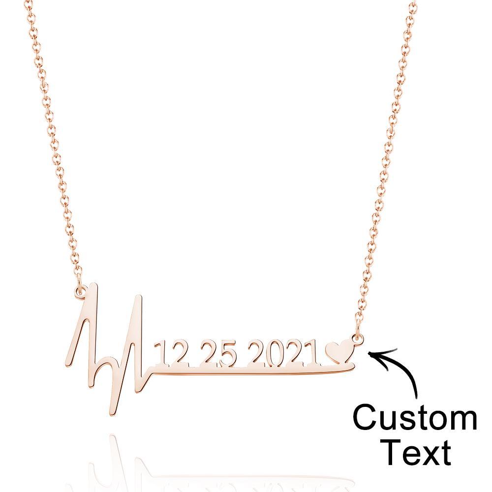 Custom Engraved Necklace Heartbeat Date Commemorative Necklace Gifts -