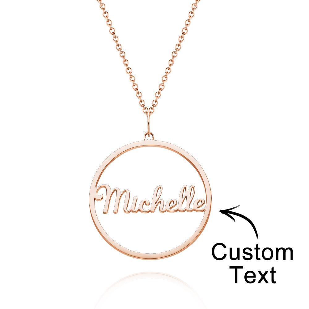 Custom Engraved Necklace Simple Circular Pendant Necklace Gift for Mom -