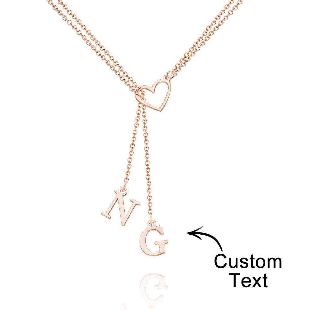 Custom Engraved Necklace Heart Shaped Letter Necklace Gift for Her -
