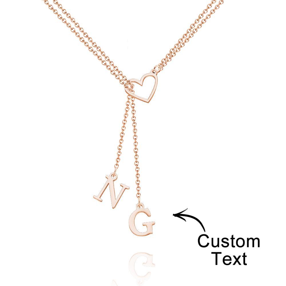 Custom Engraved Necklace Heart Shaped Letter Necklace Gift for Her - 