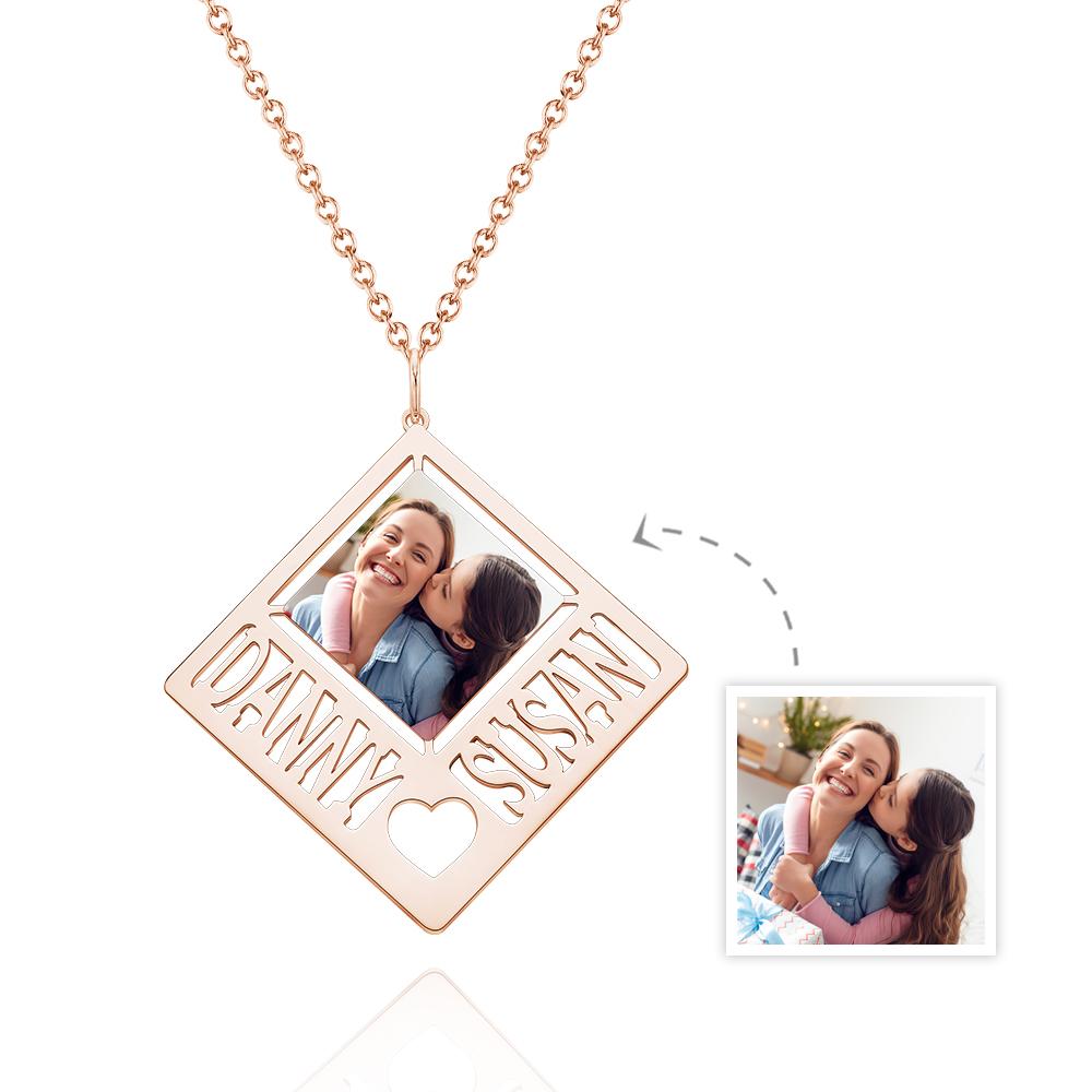 Custom Photo Engraved Necklace Exquisite Round Gifts - 