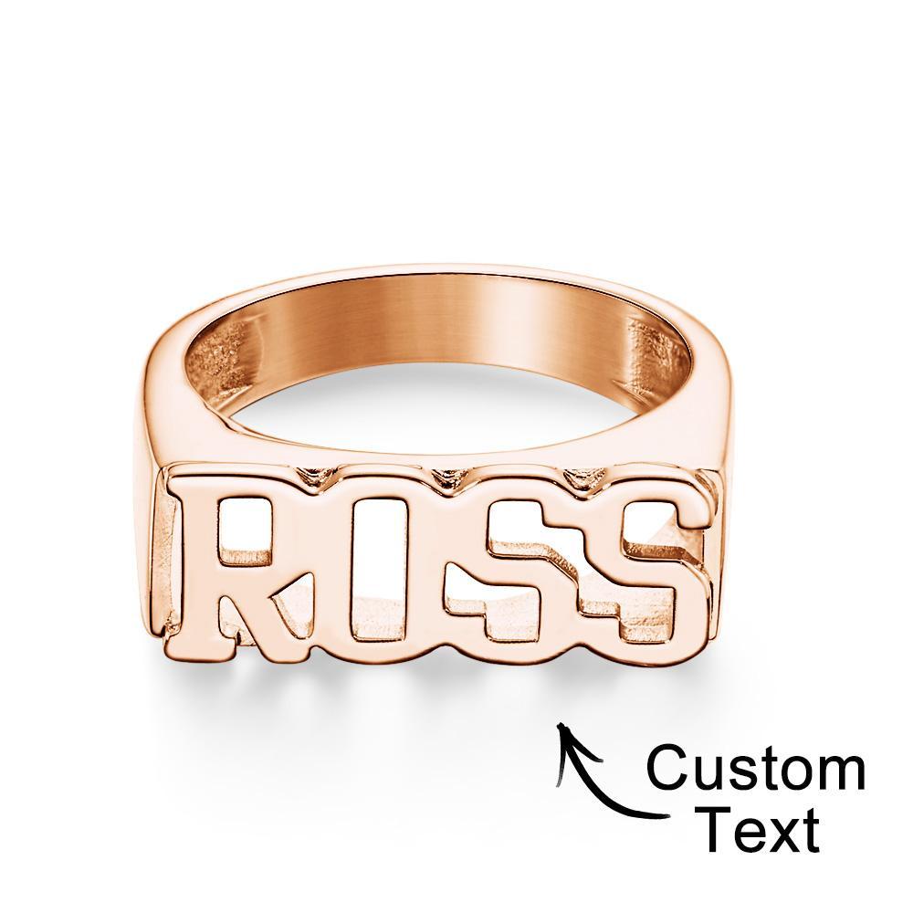 Custom Name Ring, Personalized Block Name Ring, Name Ring, Engraved Name Ring For Men and Women - soufeelus