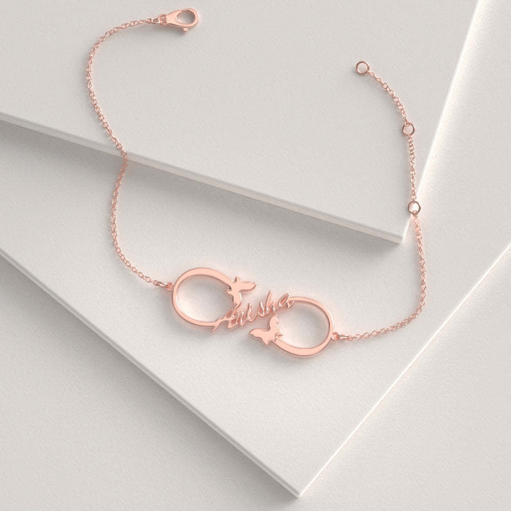 Infinity Name Bracelet, Custom Butterfly Name Bracelet Gift -