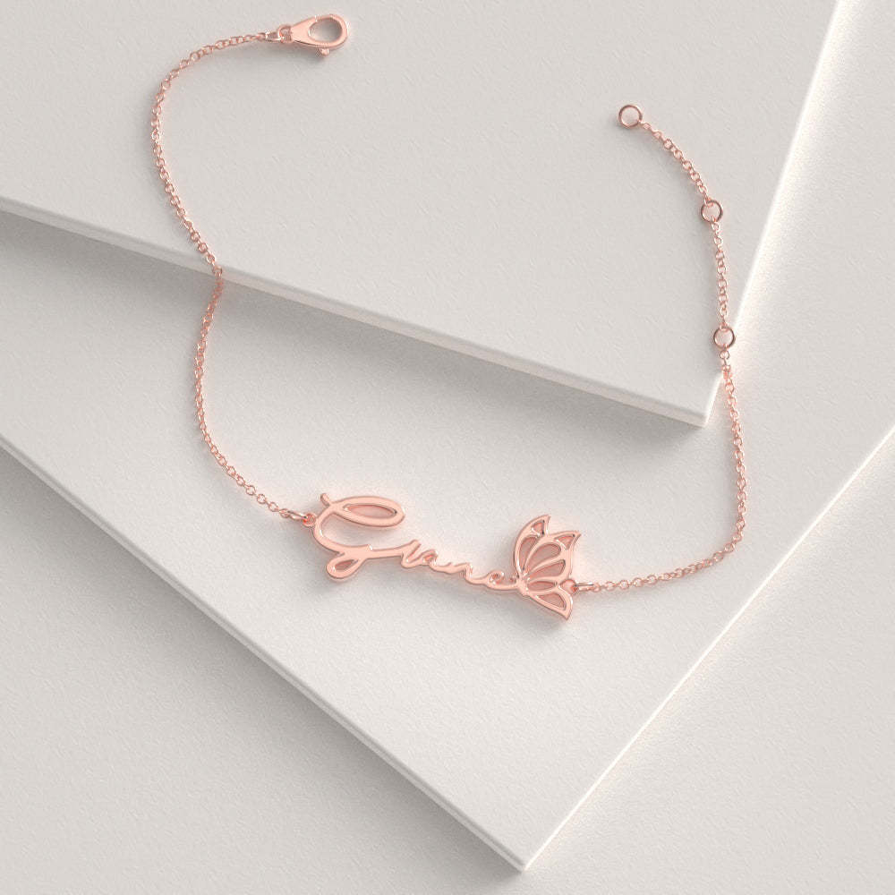 Custom Butterfly Name Bracelet, Personalized Name Gift For Your Lover -