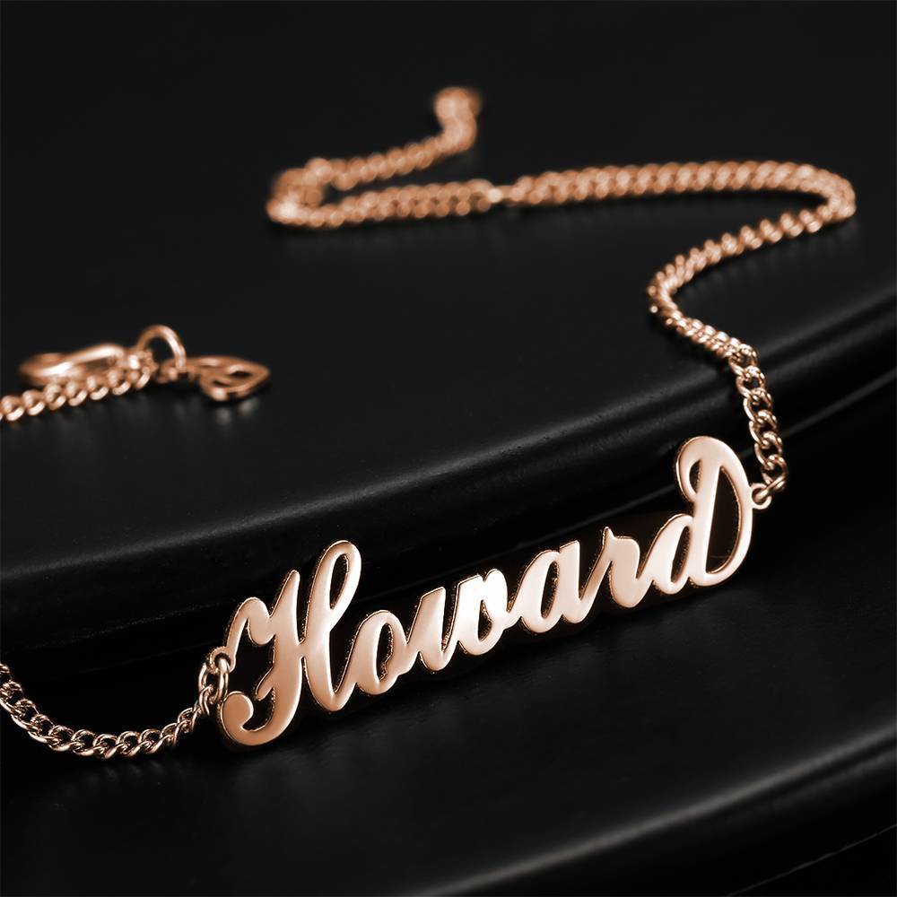 Personalized Name Bracelet, Any Name Bracelet Rose Gold Plated