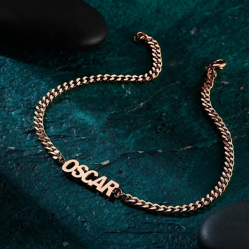 Men's Bracelet Engraved Bentcard Bracelet Gift for Boy - Rose Gold Plated - soufeelus
