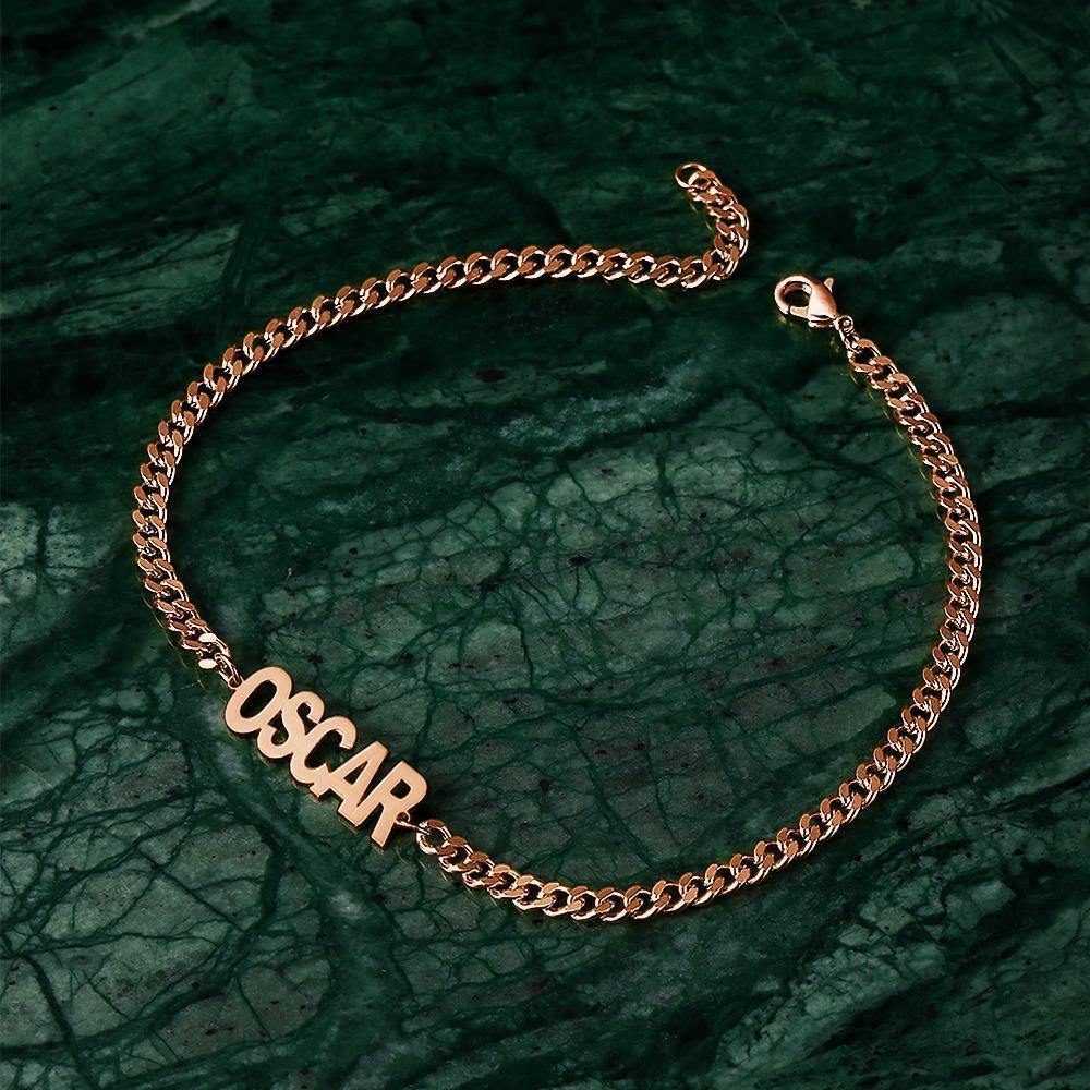Men's Bracelet Engraved Bentcard Bracelet Gift for Boy - Rose Gold Plated - soufeelus