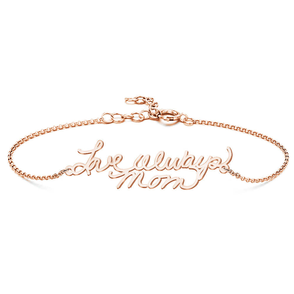 Personalized Photo Handwriting Bracelet Memorial Custom Keepsake Gift for Mom Girlfriend Family - soufeelus