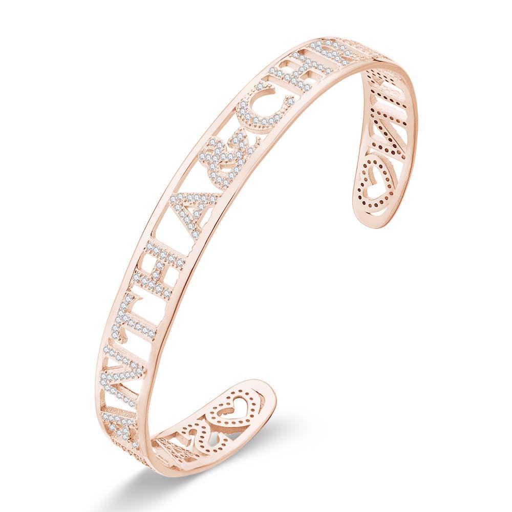 Crystal Name Bangle Personalized Rhinestone Zircon Bangle Perfect Gift for Your Girl - soufeelus