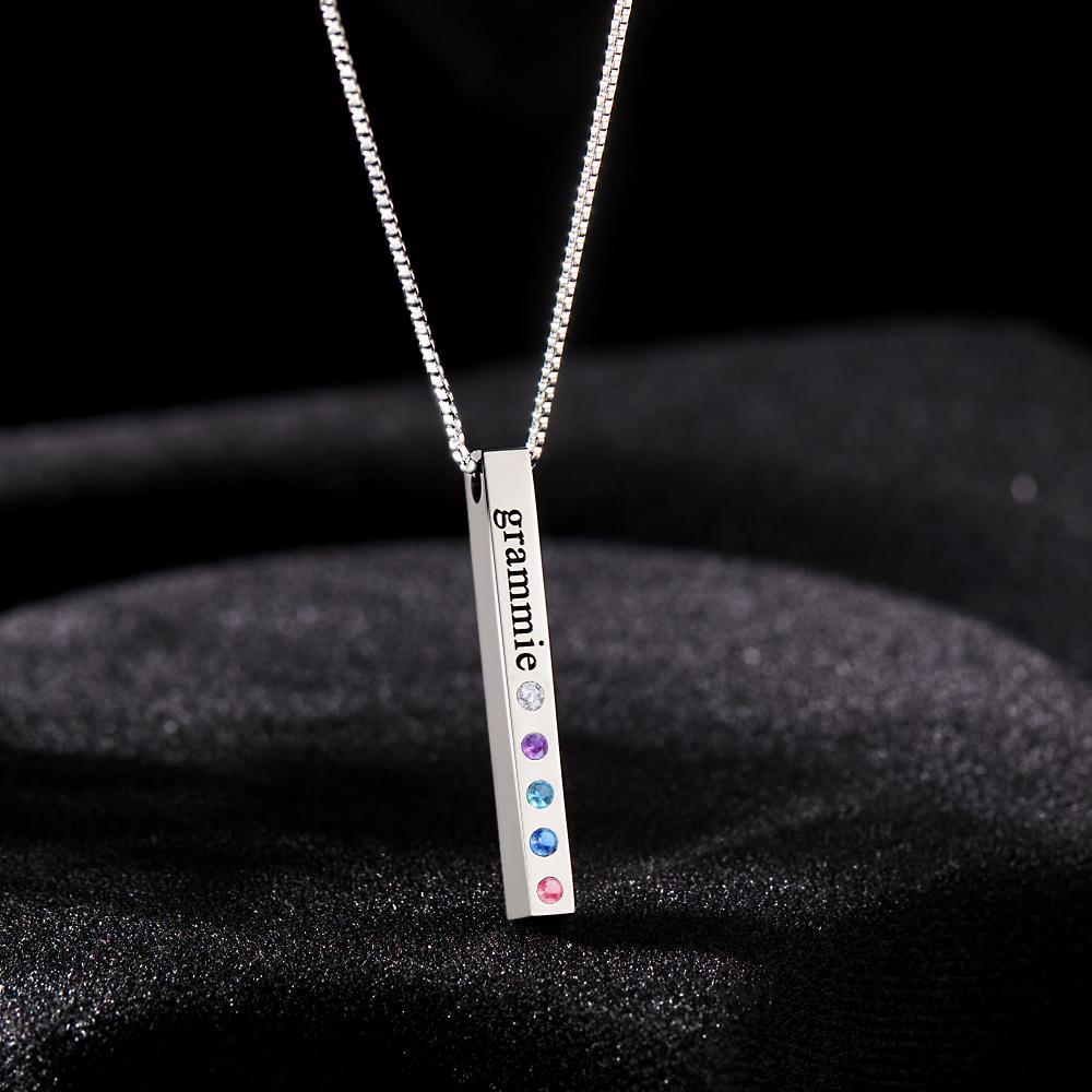 Custom Engraved Birthstone Necklace Bar Simple Gifts - soufeelus