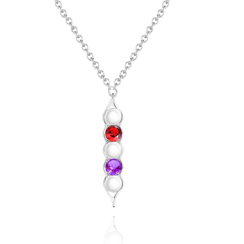 Peas in a Pod Birthstone Necklace Stylish Pendant Gifts for Her - soufeelus