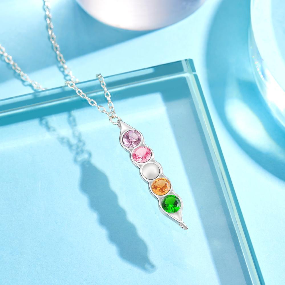 Peas in a Pod Birthstone Necklace Stylish Pendant Gifts for Her - soufeelus