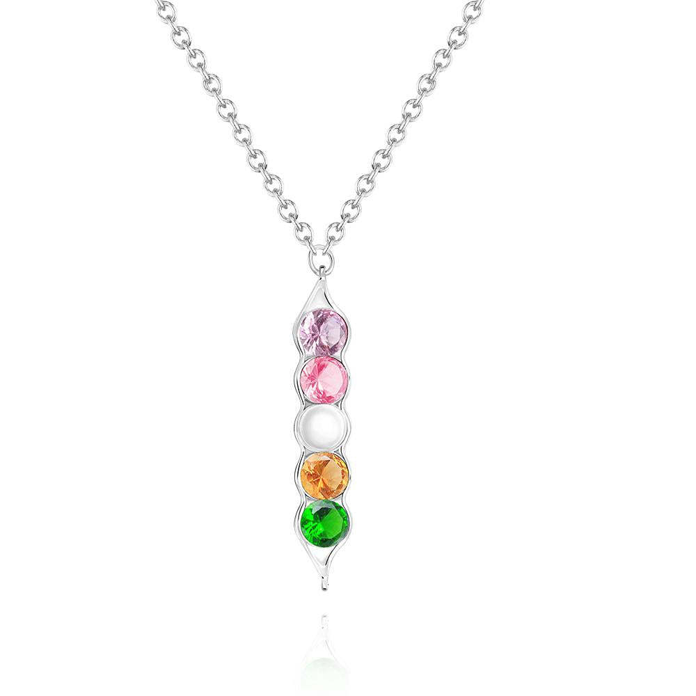 Peas in a Pod Birthstone Necklace Stylish Pendant Gifts for Her - soufeelus