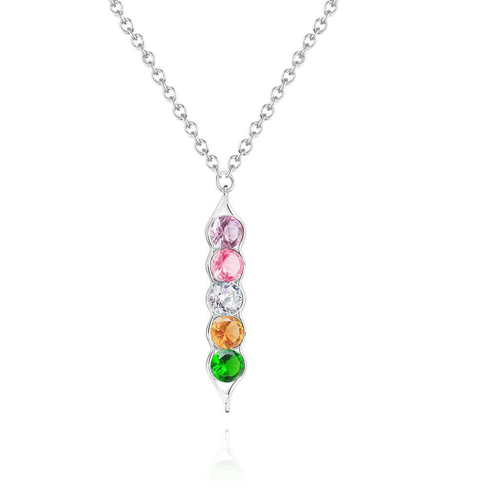 Peas in a Pod Birthstone Necklace Stylish Pendant Gifts for Her - soufeelus
