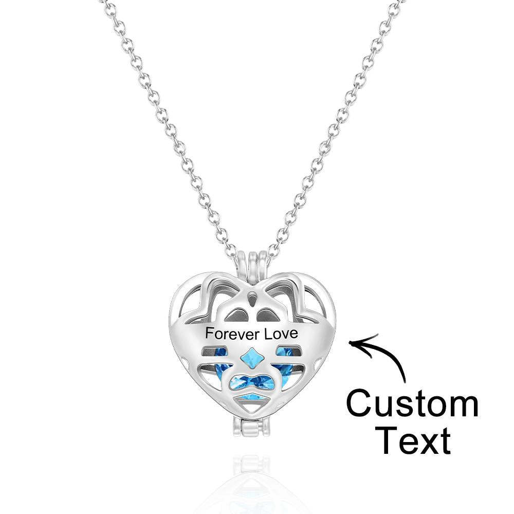 Custom Engraved Birthstone Necklace Hollow Heart-Shaped Floating Birthstone Pendant for Women - soufeelus