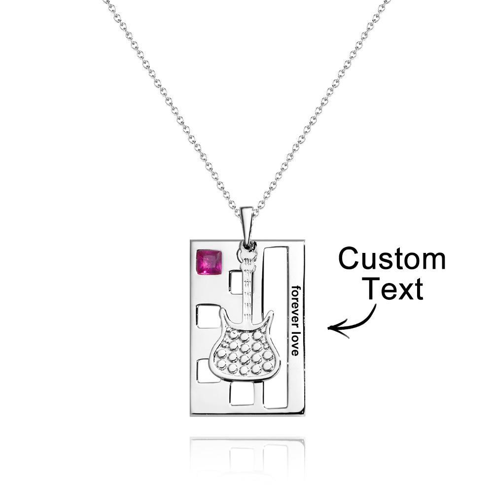 Custom Engraved Birthstone Necklace Forever Love Guitar Music Gifts