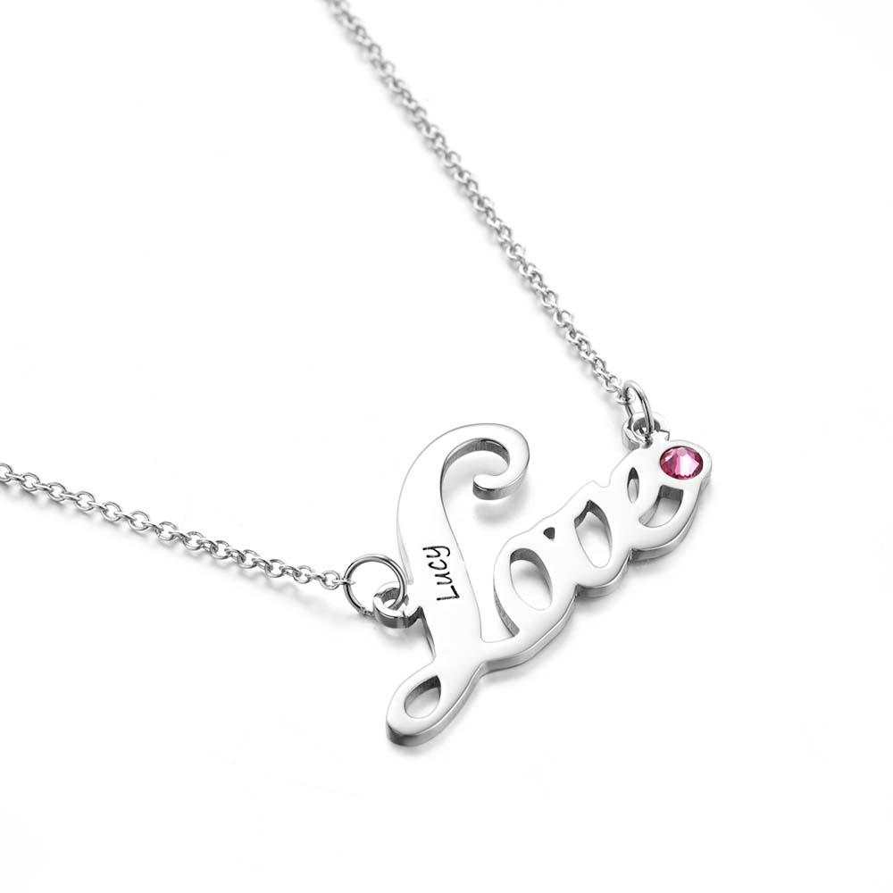 "We Are Always Together" Personalized Heart Necklace with Birthstone - soufeelus