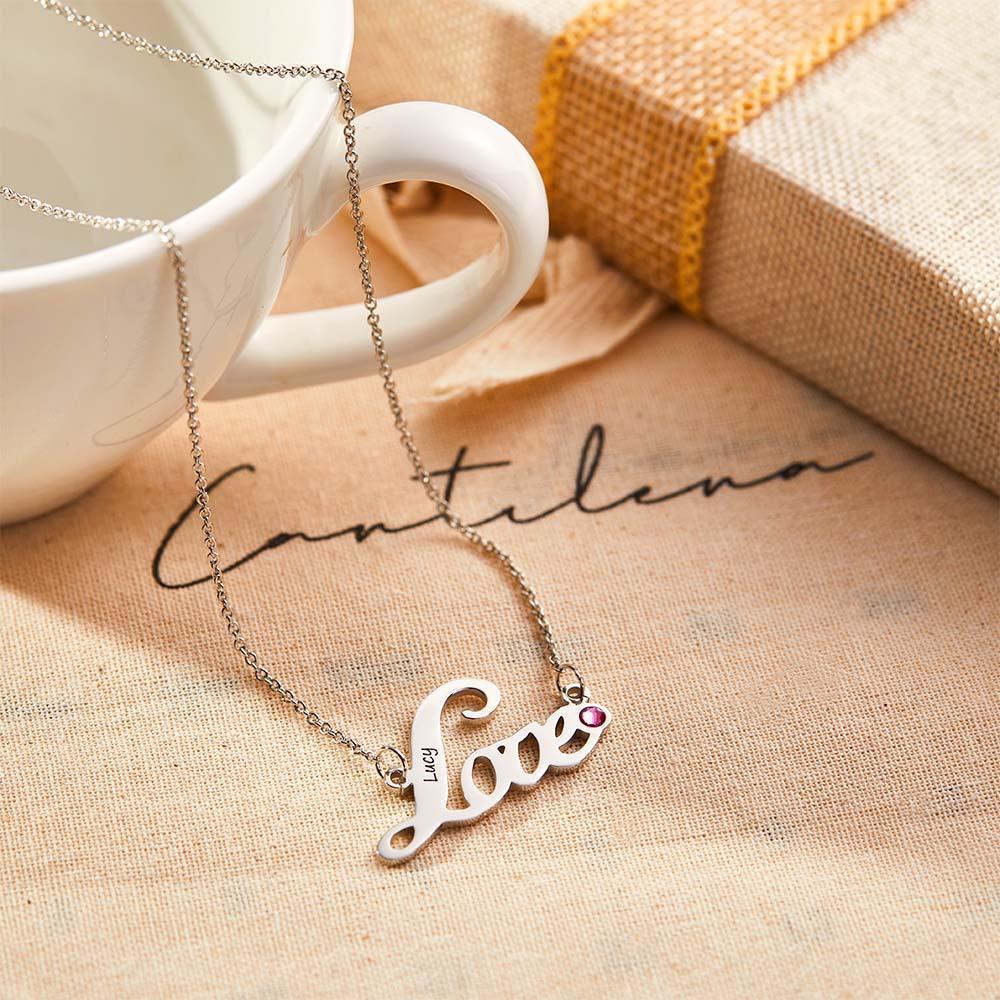 "We Are Always Together" Personalized Heart Necklace with Birthstone - soufeelus