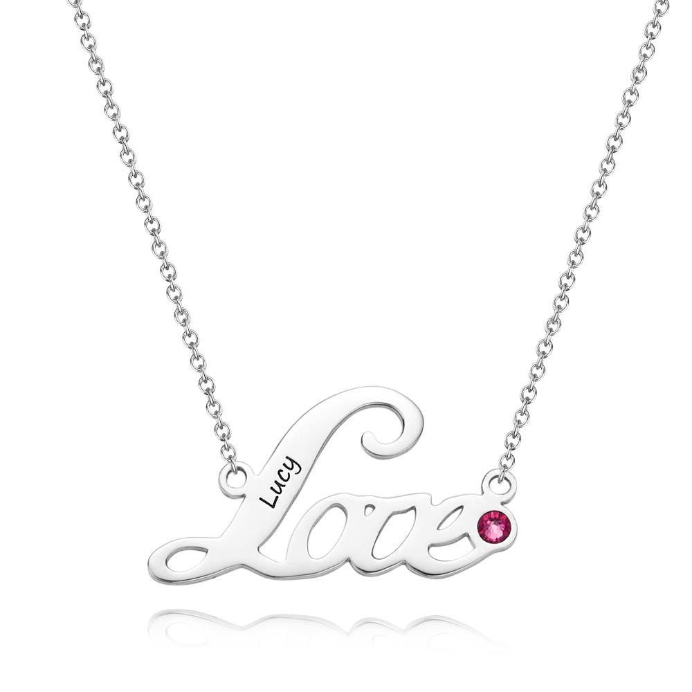 "We Are Always Together" Personalized Heart Necklace with Birthstone