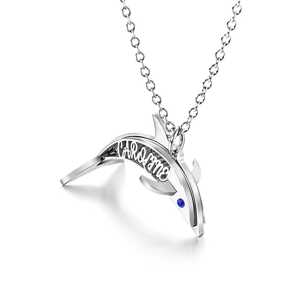 "Eye of the Dolphin" Personalized Birthstone Necklace Personalized Name Necklace for Valentine's Day - soufeelus