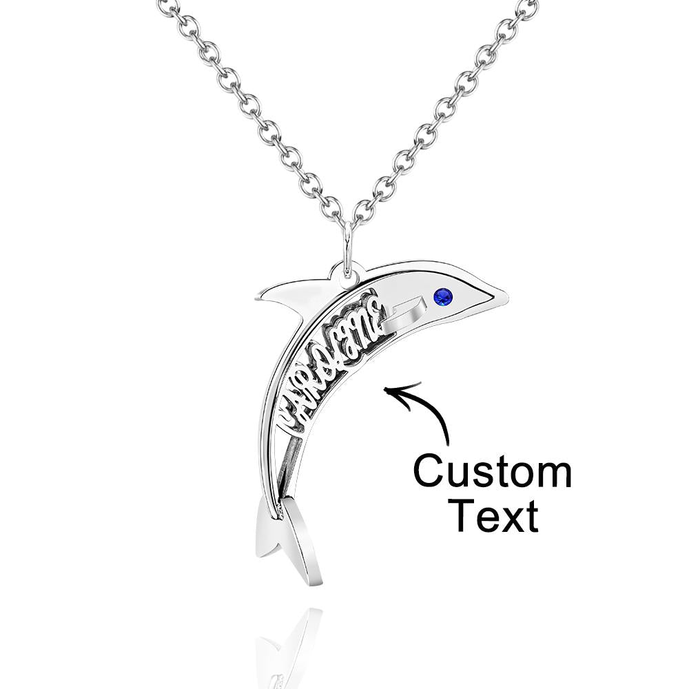 "Eye of the Dolphin" Personalized Birthstone Necklace Personalized Name Necklace for Valentine's Day - soufeelus