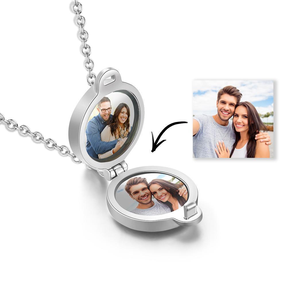 Custom Photo Engraved Necklace Sunflower Daisy Necklace Double Sided Gift For Girlfriend