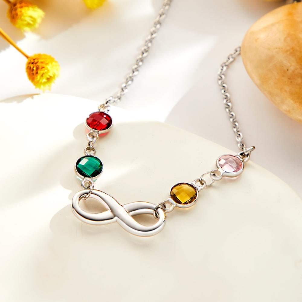 Custom Birthstone Necklace Infinity Symbol Simple Gifts - 