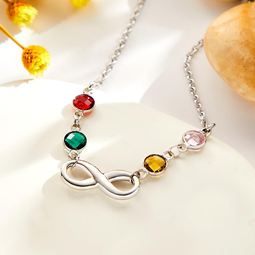 Custom Birthstone Necklace Infinity Symbol Simple Gifts -
