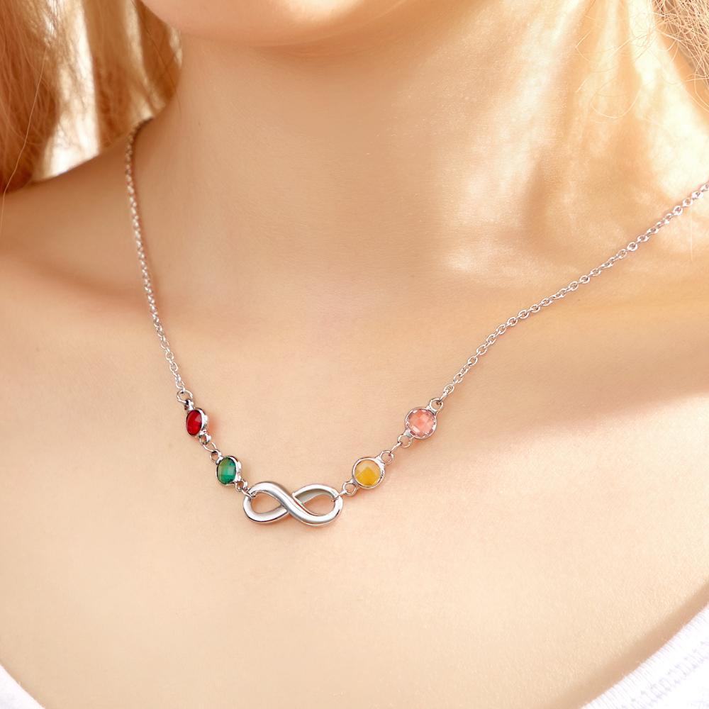 Custom Birthstone Necklace Infinity Symbol Simple Gifts - 