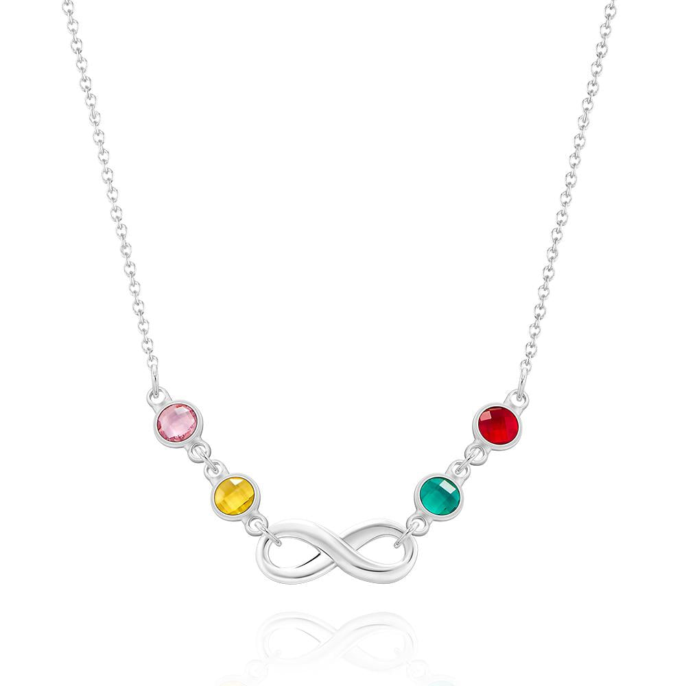 Custom Birthstone Necklace Infinity Symbol Simple Gifts - 