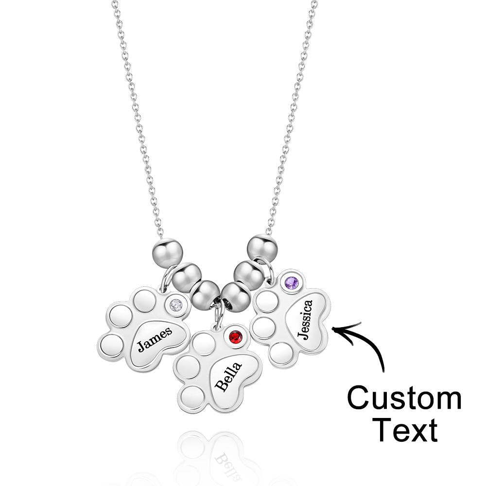 Custom Birthstone Engraved Necklace Foot Fun Pet Gifts -