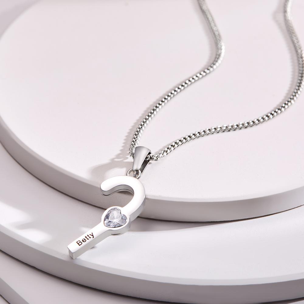Custom Birthstone Engraved Necklace Santa's Cane Creative Gifts -