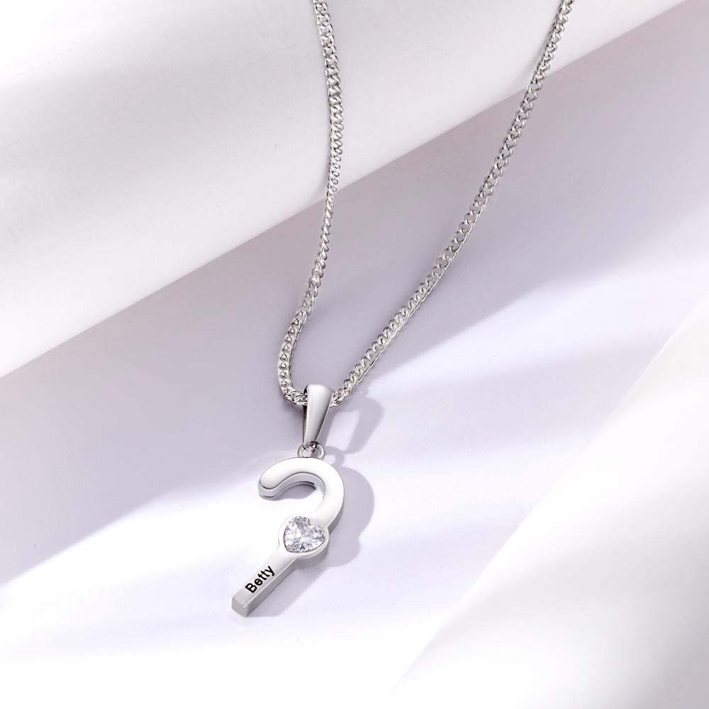 Custom Birthstone Engraved Necklace Santa's Cane Creative Gifts -