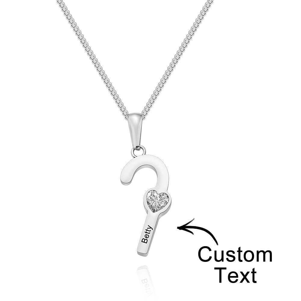 Custom Birthstone Engraved Necklace Santa's Cane Creative Gifts - 