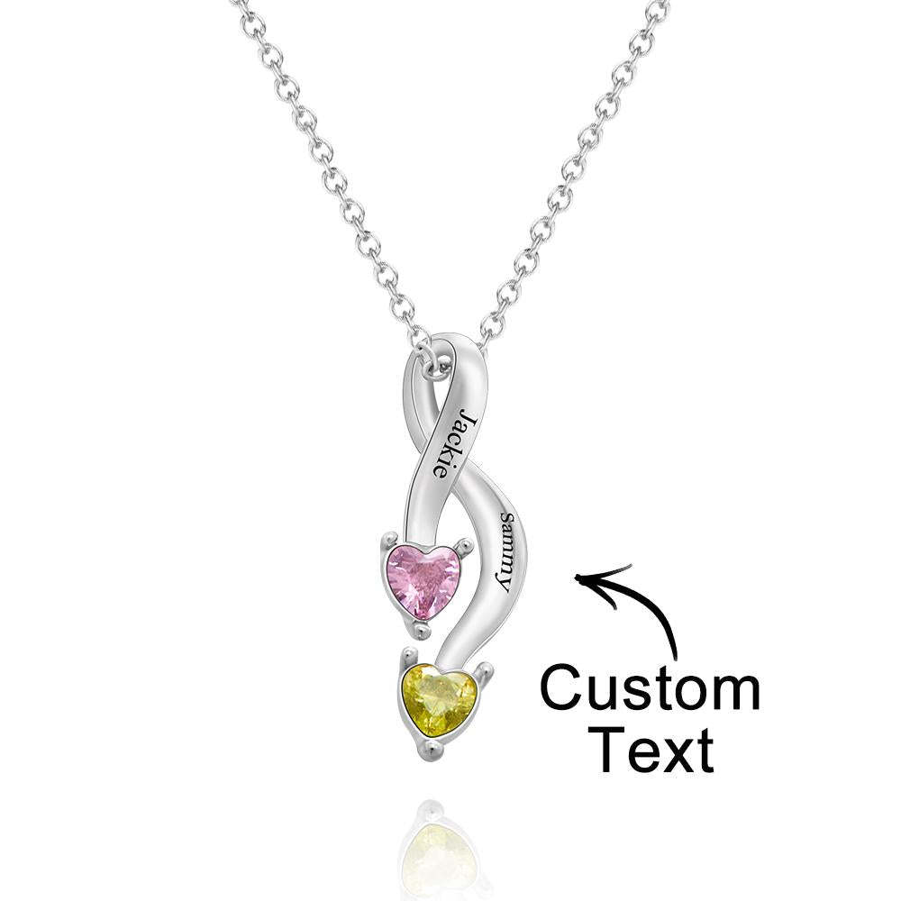 Custom Birthstone Necklace for Women Name Engraved Commemorative Gifts - 