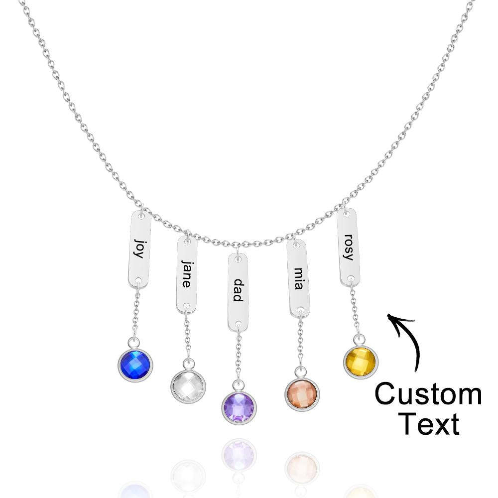 Custom Engraved Birthstone Necklace Simple Pendant Gifts - soufeelus