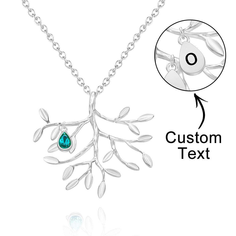 Custom Birthstone Engraved Necklace Family Tree Necklace Gift for Her - soufeelus