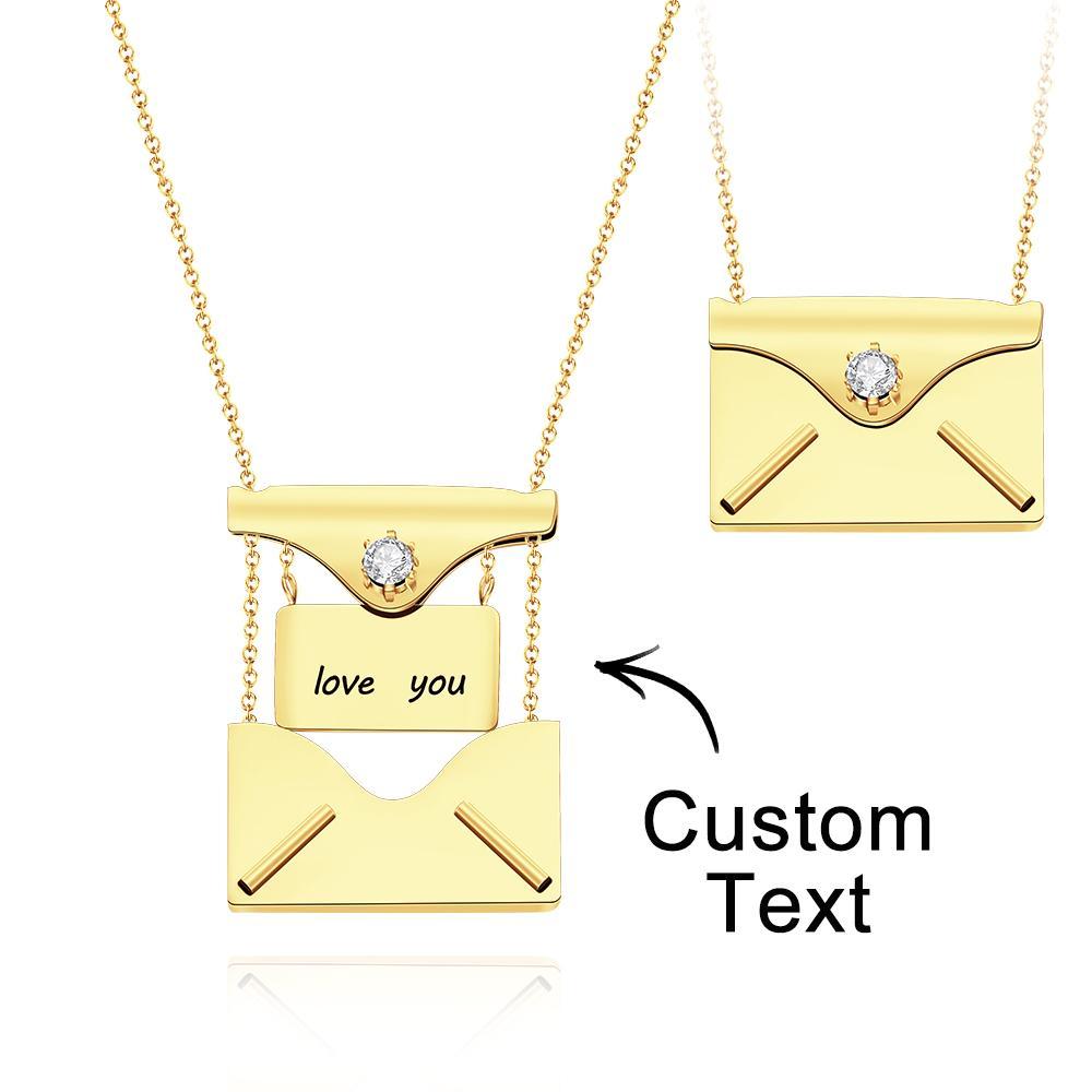 Engraved Envelope Birthstone Letter Necklace with Hidden Text Jewelry - soufeelus