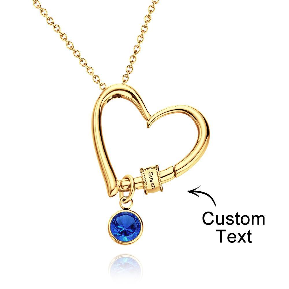 Heart Necklace with Engraved Beads Personalized Charming Necklace for Mom - soufeelus