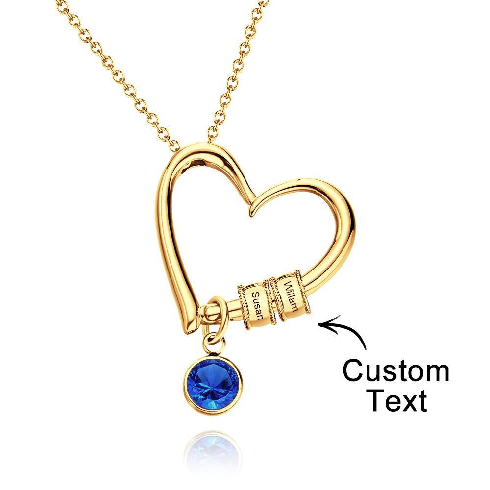 Heart Necklace with Engraved Beads Personalized Charming Necklace for Mom - soufeelus