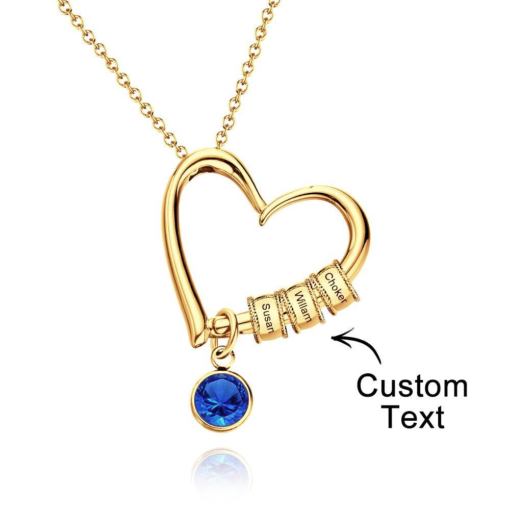 Heart Necklace with Engraved Beads Personalized Charming Necklace for Mom - soufeelus