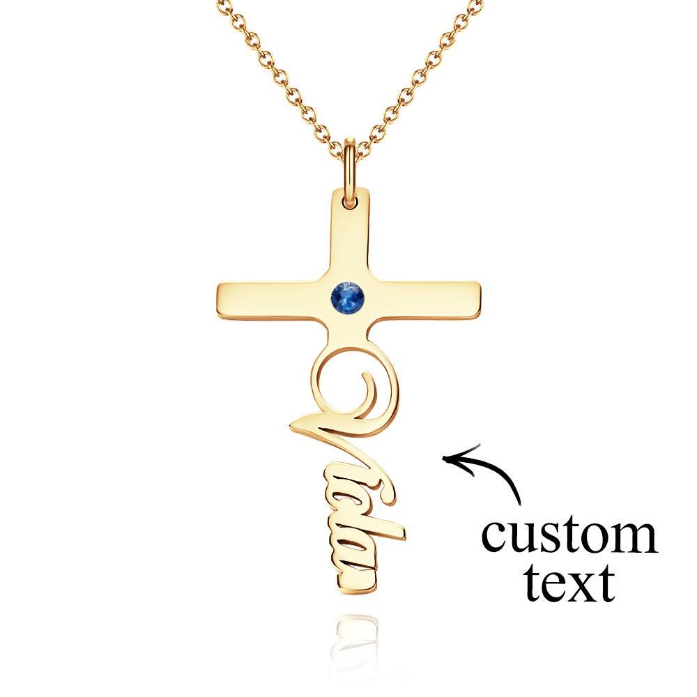 Your Belief Cross Personalized Name Necklace with Birthstone Name Plate Jewelry - soufeelus